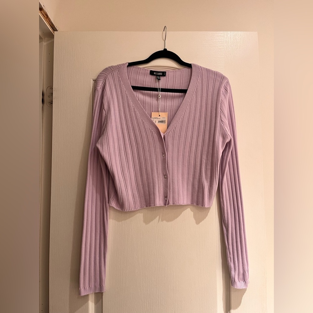 Missguided Lilac Ribbed Cardigan